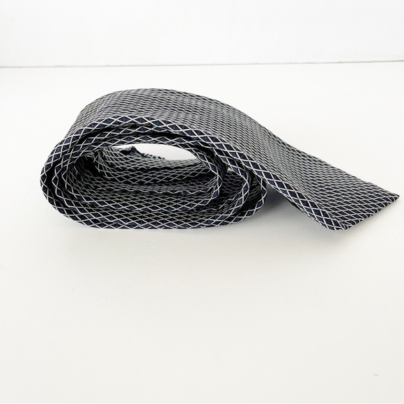 Lands' End Black Silk Tie USA Made Hand-Sewn Striped Preppy Ivy League Classic - Picture 5 of 7